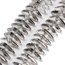 Chapelets de perles en verre électroplaqué, triangle, grises , 9x15.5~16x2.8~3mm, Trou: 1mm, Environ 119~131 pcs/chapelet, 24.21''~24.41'' (61.5~62 cm)