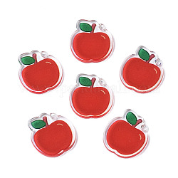 Colgantes de acrílico translúcidos, impreso a doble cara, manzana, rojo, 21x19.5x2mm, agujero: 2 mm