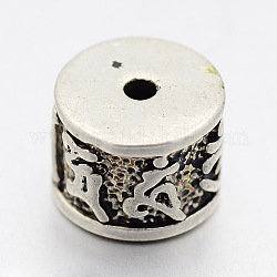 Colonna in ottone scolpito perline carattere sigillo, argento antico, 13x10mm, Foro: 2 mm