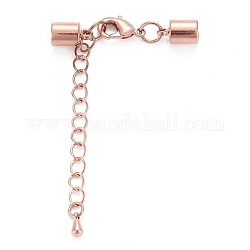 Extensor de cadena de latón, con extremos de cordón y ganchos de pinza de langosta, sin níquel, oro rosa, 38mm, extremo del cordón: 11x7 mm, agujero: 6 mm, extensor de cadena: 50 mm
