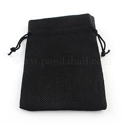 Bolsas de embalaje de arpillera bolsas de lazo, negro, 13.5~14x9.5~10 cm