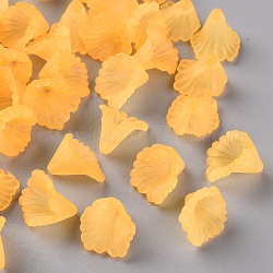 Milchigen Acryl Perlkappen, Blume, golden, 12x12x9 mm, Bohrung: 1.2 mm, ca. 1700 Stk. / 500 g