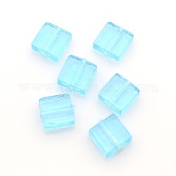 Handmade Lampwork Beads, Square, Pale Turquoise, about 12mm wide, 12mm long, hole: 2mm