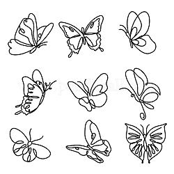 PVC Wall Stickers, for Wall Decoration, Butterfly Pattern, Black, 290x780mm