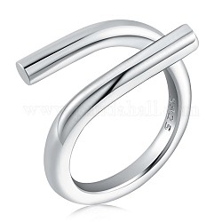 Открытое кольцо-манжета из стерлингового серебра 925 пробы с родиевым покрытием для женщин, платина, размер США 6 1/2 (16.9 мм)