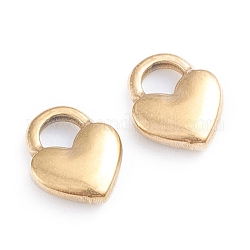 Ion Plating(IP) 304 Stainless Steel Charms, Heart Lock, Golden, 10.5x9x2.5mm, Hole: 3x3.5mm