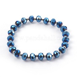 Гальванические стрейч-браслеты, с латунным шарики прокладки, круглые, с покрытием синим, 2-1/8 дюйм (5.3 см)