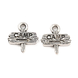 Tibetan Style Alloy Charms, Cadmium Free & Lead Free, Word of Camp, Antique Silver, 13x12x2mm, Hole: 1.6mm, about 1562pcs/1000g