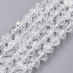 Crepitio naturale fili di perle di cristallo, tondo, 8mm, Foro: 1 mm, circa 51pcs/filo, 15.1 pollice (385 mm)