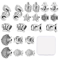 Sunnyclue 40 Stück 10 Stile tibetischen Stil Legierung europäische Perlen, Großloch perlen, Antik Silber Farbe, 4pcs / style