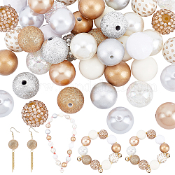Ph pandahall 50 pièce de perles bubblegum dorées de 20 mm, grosses perles acryliques argentées, grandes perles en strass, perles en vrac pour mariage, guirlande de Noël, bijoux, bracelet, collier, stylo, sac, fabrication de chaîne
