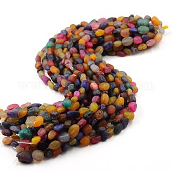 Brins de perles d'agate patinée naturelle teintée, puces, colorées, 8~18x5~12mm, Trou: 1mm, environ 14.9 pouce