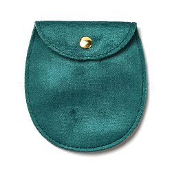 Custodie per gioielli in velluto, borse portagioielli ovali con chiusura a scatto color oro, per l'orecchino, conservazione degli anelli, verde acqua, 9.8x9x0.8cm