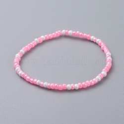 Bracelets extensibles pour enfants en perles de verre, rose, 2 pouce (5 cm)