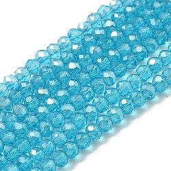 Electroplate Glass Beads Strands, AB Color Plated, Faceted, Rondelle, Sky Blue, 3x2mm, Hole: 1mm, about 165~169pcs/strand, 15~16 inch(38~40cm)
