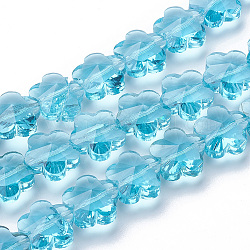Transparente Glasperlen, facettiert, Pflaumenblüte, Licht Himmel blau, 13x13.5x8.5 mm, Bohrung: 1 mm