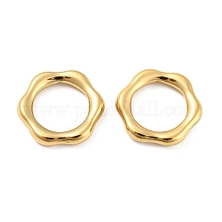 304 Edelstahl verbindet Ringe, Blume, echtes 18k vergoldet, 20x19x3.5 mm, Innendurchmesser: 12.5 mm