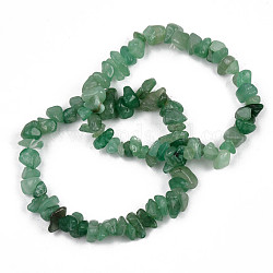 Bracelets extensibles en perles d'aventurine verte naturelle à puce unisexe, diamètre intérieur: 1-3/4~2 pouce (4.5~5 cm)