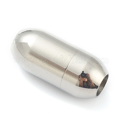 304 fermoirs magnétiques en acier inoxydable avec emembouts à coller, colonne, couleur inoxydable, 16x7mm, Trou: 3mm