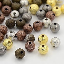 Messing strukturierte Perlen, cadmiumfrei und bleifrei, Runde, Mischfarbe, 6 mm, Bohrung: 1 mm