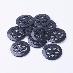 Opaque Acrylic Pendants, Flat Round, Black, Size: about 50mm in diameter, 5mm thick, hole: 2mm