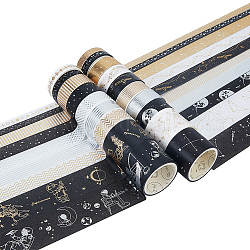 Craspire bricolage scrapbook bandes de papier décoratives, ruban adhésif, pour l'artisanat et les cadeaux, estampillage d'or, Modèles mixtes, 8~30mm, 20 rouleaux / boîte