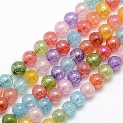 Galvanisieren ab Farbe überzog synthetischen Knistern Quarz runde Perlen Stränge, gefärbt und erhitzt, Mischfarbe, 6 mm, Bohrung: 1 mm, ca. 73 Stk. / Strang, 16.92 Zoll