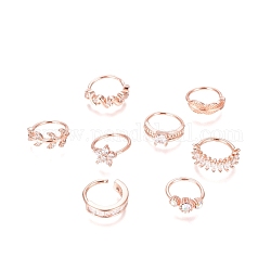 Носовые кольца из латуни с микропаве из кубического циркония, хрящевые серьги, розовое золото , 5x10.2 мм, внутренний диаметр: 8 мм, 8 шт / комплект