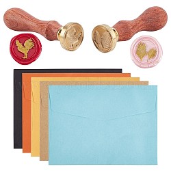 Craspire diy наборы для изготовления альбомов, включая латунную печать сургучной печати и деревянную ручку, бумажный конверт цветочный узор, разноцветные, 12 шт