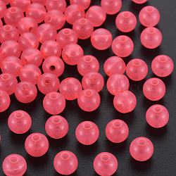 Perles en acrylique de gelée d'imitation, ronde, rose chaud, 8x7.5mm, Trou: 1.8mm, environ 1745 pcs/500 g