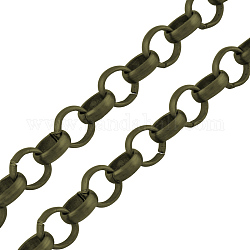 Eisenketten rolo, ungeschweißte, mit Spule, Bleifrei & Nickel frei, Antik Bronze, 10x3 mm, ca. 164.04 Fuß (50m)/Rolle