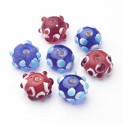 Handmade Bumpy Lampwork Beads, Flower, Mixed Color, about 13~14mm in diameter, hole: 1.5mm
