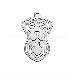 201 Stainless Steel Puppy Pendants, Labrador Retriever Dog Head, Stainless Steel Color, 24.5x16x1mm, Hole: 1.5mm