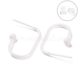 Boucles d'oreilles ovales en céramique de zircone biocéramique hypoallergénique, boucles d'oreilles demi-créoles, pas de décoloration et sans nickel, fumée blanche, 25x3.5x15mm