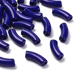 Perles acryliques opaques, tube incurvé, bleu, 34.5x13x11mm, Trou: 3.5mm, environ 155 pcs/500 g