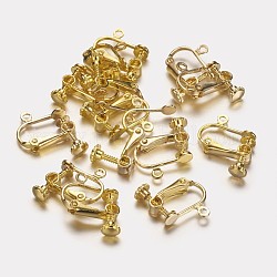 Fornituras de pendientes de clip de latón, dorado, 15x13x5mm
