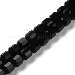 Opaque Glass Beads Strands, Faceted Barrel, Black, 6.5~7x6mm, Hole: 1mm, about 78pcs/strand, 20.28~21.65 inch(51.5~55cm)