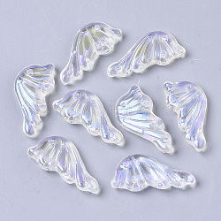 Pendentifs en verre transparent, de couleur plaquée ab , ailes de papillon, clair ab, 24x12.5x4mm, Trou: 1.4mm