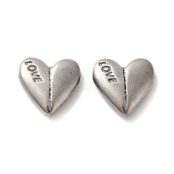 バレンタインデー304ステンレスペンダント  単語「love」付けのハート  ステンレス鋼色  12.5x12.5x3.4mm