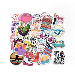 50 Uds. Juego de etiquetas adhesivas de papel con palabras en inglés de dibujos animados inspiradores de salud, etiquetas autoadhesivas, Para decoración de maletas, patinetas y frigoríficos., color mezclado, 28~67x28~62x0.2mm