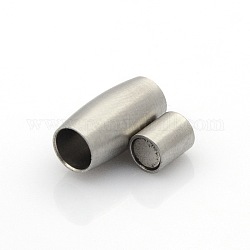 304 fermagli magnetici in acciaio inossidabile con superficie opaca con estremità incollate, barile, colore acciaio inossidabile, 14x7mm, Foro: 4 mm