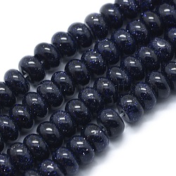 Synthetic Blue Goldstone Beads Strands, Rondelle, 8x5mm, Hole: 1mm, about 74pcs/strand, 15.15 inch(38.5cm)