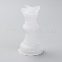 Molde de silicona de ajedrez, juegos familiares moldes de fundición de resina epoxi, para niños diy juego de mesa para adultos, reina, blanco, 58x33mm, diámetro interior: 23 mm