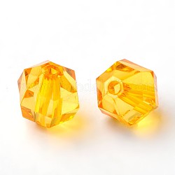 Perles en acrylique transparente, facette, ronde, orange, 10 mm de diamètre, épaisseur de 10mm, Trou: 2mm, environ 916 pcs/500 g