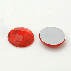 Cabochon posteriori in strass acrilici imitazione taiwan, sfaccettato, mezzo tondo/cupola, rosso, 18x5mm, 200pcs/scatola