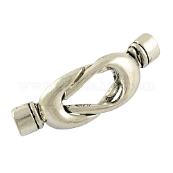 Tibetan Style Alloy Magnetic Clasps, Lead Free & Cadmium Free, Antique Silver, 38x13mm, Hole: 5x4mm