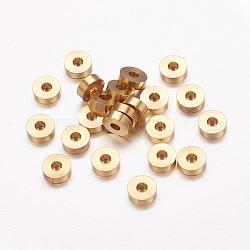 Perles séparateurs en laiton, rondelle, or, 6x2mm, Trou: 2mm