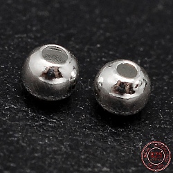 Perles 925 en argent sterling, perles rondes sans soudure, couleur d'argent, 5mm, Trou: 1.5~1.6mm, environ 105 pcs/20 g