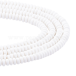 Brins de perles d'argile polymère à la main chgcraft, pour les fournitures de bricolage bijoux artisanat, plat rond, blanc crème, 6~7x3mm, Trou: 1.5mm, Environ 113~116 pcs/chapelet, 15.55 pouce ~ 16.14 pouces (39.5~41 cm), 6 brins