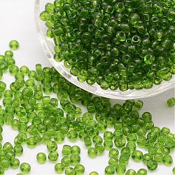 8/0 perline di vetro, grado a, tondo, colori trasparenti, verde, 2.8~3.2mm, Foro: 1.0 mm, circa 15000pcs/libbra